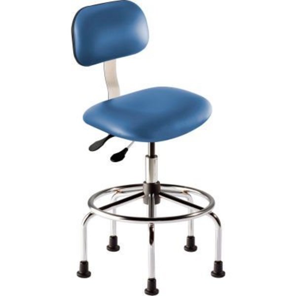 Biofit BioFit Antimicrobial Stool w/Glides, 25"-32" Seat Ht, Blue Vinyl - Chrome Steel - Bridgeport Series BTS-H-HG-T-XF-XA-C-P28542